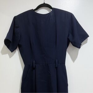 80s Anne Klein Wool Navy Blue Dress